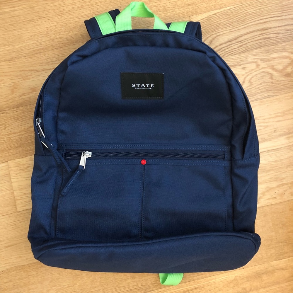 STATE backpack - navy with lime green details